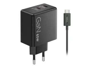 Lenovo Dual - Strømadapter - GaN - AC 100/240 V 65 watt - utgangskontakter: 2 - svart