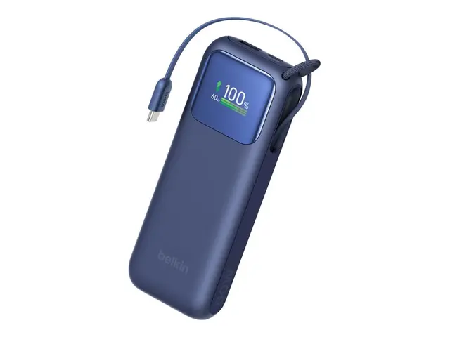 Belkin UltraCharge - Strømbank - med uttrekkbar kabel - 11000 mAh ...