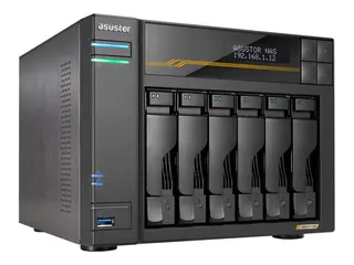 ASUSTOR Lockerstor 6 Gen3 - NAS-server - 6 br&#248;nner SATA 6Gb/s / PCIe 4.0 x4 (NVMe) - RAID JBOD, 0, 1, 5, 6, 10 - RAM 16 GB - Gigabit Ethernet / 2.5 Gigabit Ethernet / 5 Gigabit Ethernet / 10 Gigabit Ethernet - iSCSI st&#248;tte