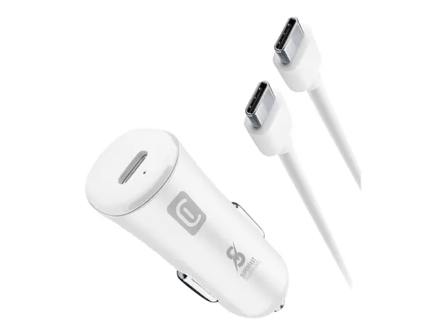 Cellular Line - Bilstrømadapter 25 watt PD, SFC (24 pin USB-C) hvit