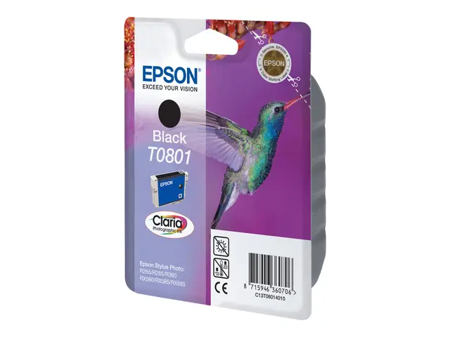 Epson T0801 - 7.4 ml - svart - original - blister - blekkpatron - ...