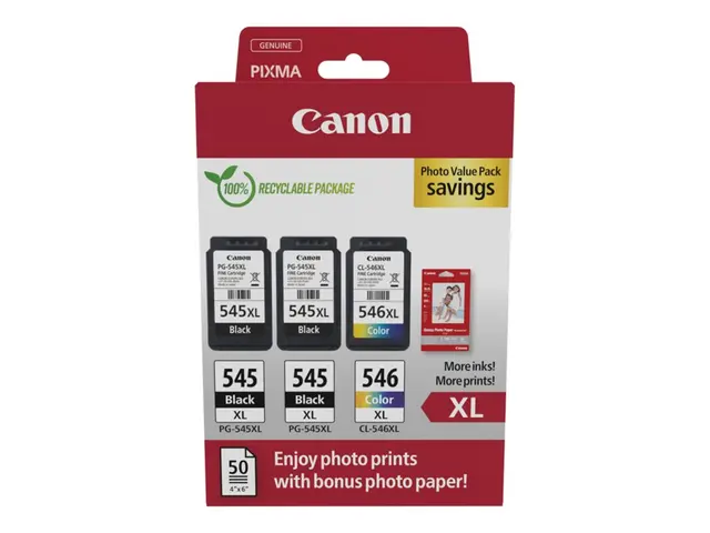 Canon PG-545 XL/CL-546XL Photo Value Pack - 3-pack - svart, farge ...