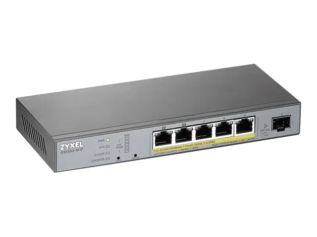 Zyxel GS1350-6HP - Switch smart 5 x 10/100/1000 (PoE+) + 1 Gigabit...