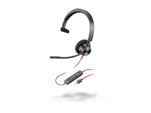 HP Poly Blackwire 3310 - Blackwire 3300 series hodesett - on-ear - kablet - USB-C - svart - UC-sertifisert