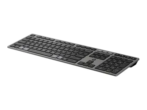 HP 725 - Tastatur - multi-enhet, oppladbar, drevet av SuperCapacitor full size - tr&#229;dl&#248;s - 2.4 GHz, Bluetooth - QWERTY - Pan Nordic - kveldningssvart