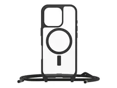 OtterBox React Series - Baksidedeksel for mobiltelefon halskjede - MagSafe-samsvar - svart krystall (klar/svart) - for Apple iPhone 16 Pro
