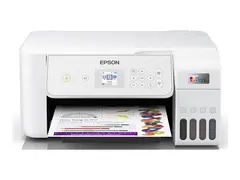 Epson EcoTank ET-2876 - Multifunksjonsskriver farge - ink-jet - ITS - A4 (medie) - opp til 10 spm (trykking) - 100 ark - Wi-Fi, USB - hvit