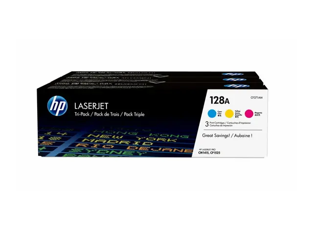 HP 128A - 3-pack - gul, cyan, magenta - original - LaserJet - tone...