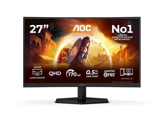 AOC Gaming CQ27G42FE - LED-skjerm - gaming 27" - 2560 x 1440 QHD @ 144 Hz - VA - 3000:1 - 0.5 ms - HDMI, DisplayPort - høyttalere 
