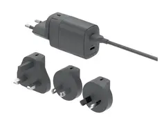 Unisynk - Str&#248;madapter - (4x str&#248;mkontaktadapter) 35 watt - Fast Charge, Power Delivery 3.0 + PPS, QC 3.0 - 2 utgangskontakter (24 pin USB-C) - gr&#229; - Global