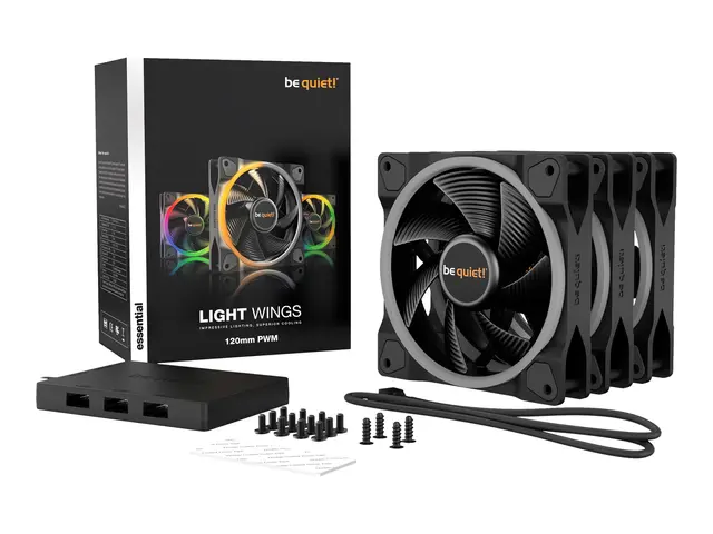 be quiet! Light Wings - Kabinettvifte PWM 120 mm svart (en pakke 3)