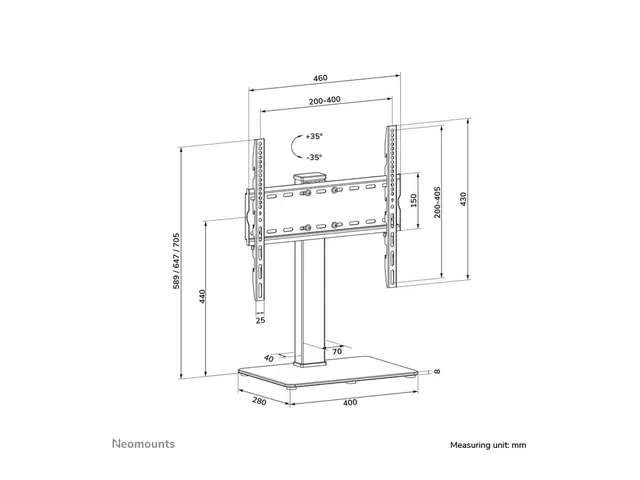 Neomounts DS45-430BL14 - Stativ for TV stål svart skjermstørrelse:...