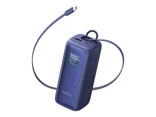 Belkin UltraCharge - Strømbank - med uttrekkbar kabel - 22000 mAh ...
