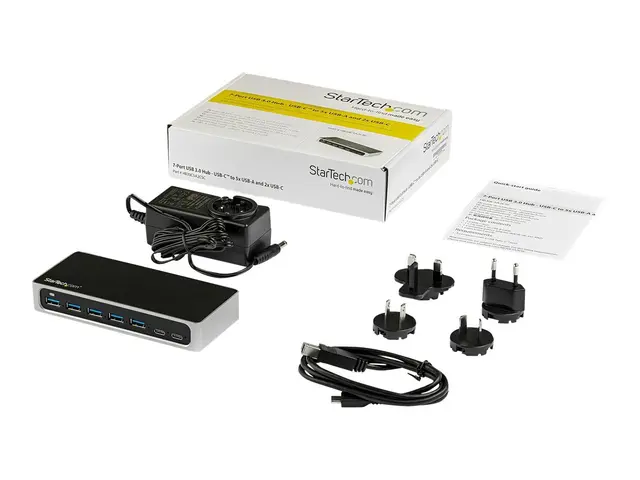 StarTech.com 7 Port USB C Hub with Fast Charge Port, USB-C to 5x U...