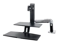 Ergotron WorkFit-A Single LD Workstation With Suspended Keyboard Stående skrivebordomformer - polert aluminium, svart