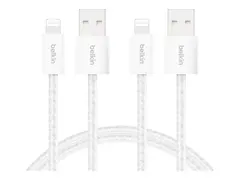 Belkin BoostCharge - Lightning-kabel - USB-type A hann til Lightning hann 1.5 m - MFI-sertifisert - hvit (en pakke 2)