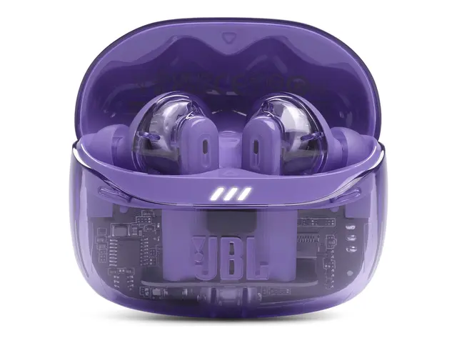 JBL TUNE Beam 2 - Ghost Edition - True wireless-hodetelefoner med mikrofon i øret - Bluetooth - aktiv støydemping - spøkelsesfløyel 