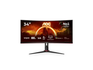 AOC Gaming CU34G2XP/BK - LED-skjerm - gaming kurvet - 34" - 3440 x 1440 WQHD @ 180 Hz - VA - 4000:1 - DisplayHDR 400 - 1 ms - 2xHDMI, 2xDisplayPort - svart