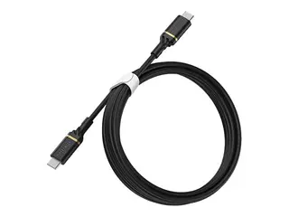 OtterBox Fast Charge Cable Standard USB-kabel - 24 pin USB-C (hann) til 24 pin USB-C (hann) - USB 2.0 - 2 m - svart glimt