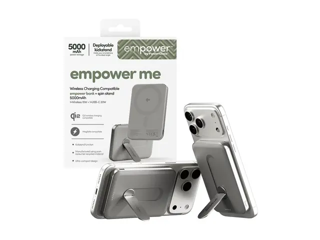empower by PanzerGlass - Strømbank med spin-stativ 5000 mAh (USB-C...