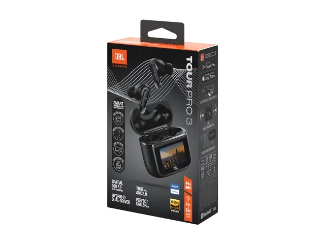 JBL Tour Pro 3 - True wireless-hodetelefoner med mikrofon i øret - Bluetooth - aktiv støydemping - svart - Zoom Certified 