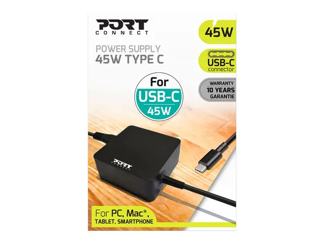 PORT Connect POWER SUPPLY TYPE C - Strømadapter AC 100-240 V 45 watt