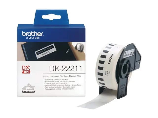 Brother DK-22211 - Hvit Rull (2,9 cm x 15,2 m) merkelapper for QL-...