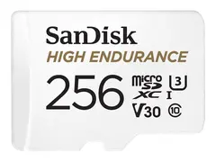 SanDisk High Endurance - Flashminnekort (microSDXC til SD-adapter inkludert) 256 GB - Video Class V30 / UHS-I U3 / Class10 - microSDXC UHS-I