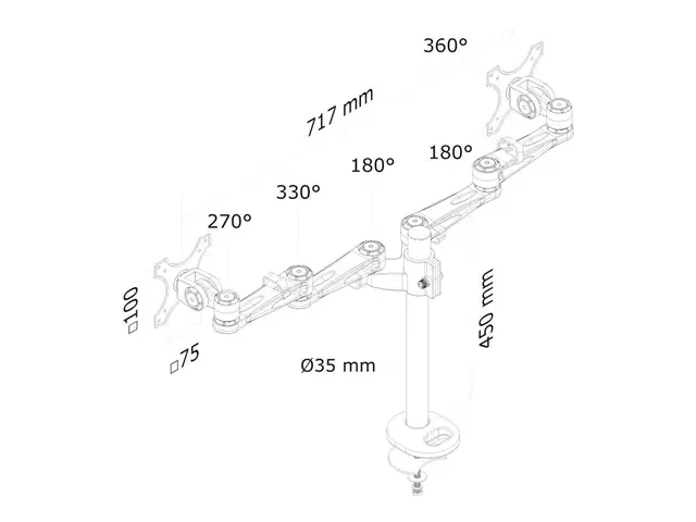 Neomounts FPMA-D935DG - Monteringssett full bevegelse for 2 LCD-sk...