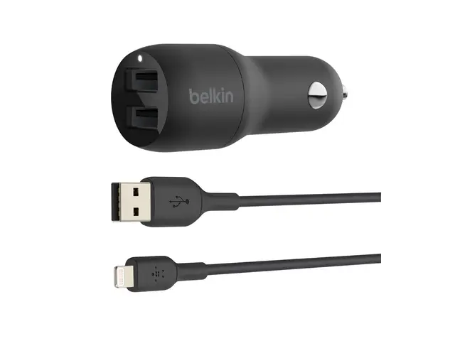 Belkin BoostCharge Dual Charger - Bilstrømadapter 24 watt 4.8 A 2 ...