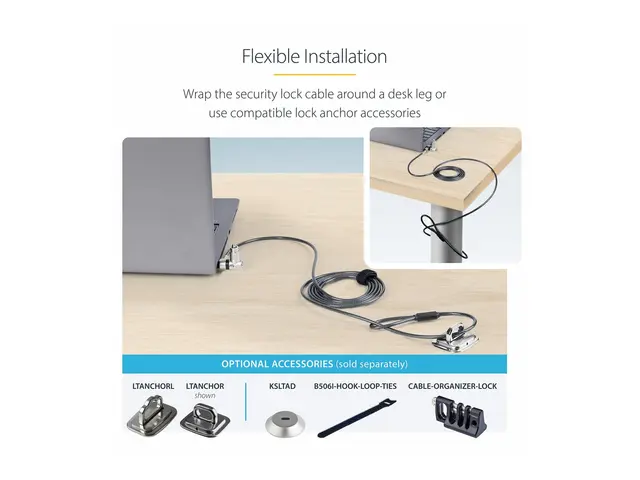 StarTech.com 25-Pack Universal Laptop Lock 6.6ft, Keyed Alike Lock...