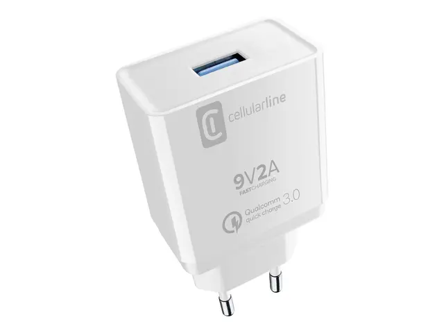 Cellular Line - Strømadapter 18 watt QC 3.0 (USB) på kabel: USB-C ...