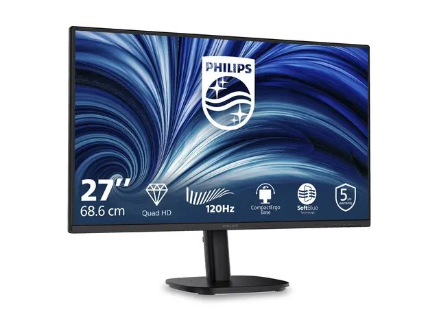 Philips 27B2N3500 - LED-skjerm - 27" - 2560 x 1440 QHD @ 120 Hz IPS - 1500:1 - HDR10 - 2xHDMI, DisplayPort - høyttalere - svart 