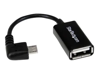 StarTech 5in Right Angle Micro USB to USB OTG Host Adapter M/F Angled Micro USB Male to USB A Female On-The-Go Host Cable Adapter (UUSBOTGRA) - USB-adapter - USB til Micro-USB type B - 12.7 cm