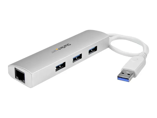 StarTech.com 3-Port USB 3.0 Hub with Gigabit Ethernet - Up to 5Gbp...