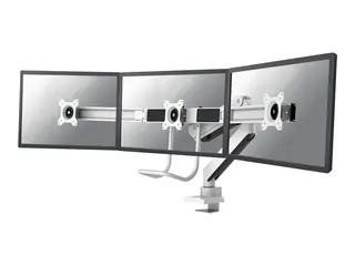 Neomounts NM-D775DX3 - Monteringssett - full bevegelse for 3 LCD-skjermer - aluminium - hvit - skjermstørrelse: 17"-24" - klemmemonterbar, malje, skrivebordsmonterbar