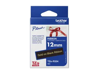 Brother TZe-R334 - Sateng - gull på sort Rull (1,2 cm x 4 m) 1 kassett(er) båndtape - for P/N: PTD215e