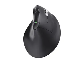 Trust Vyran - Vertikal mus - ergonomisk - høyrehendt optisk - 8 knapper - trådløs - 2.4 GHz, Bluetooth - USB trådløs mottaker - svart