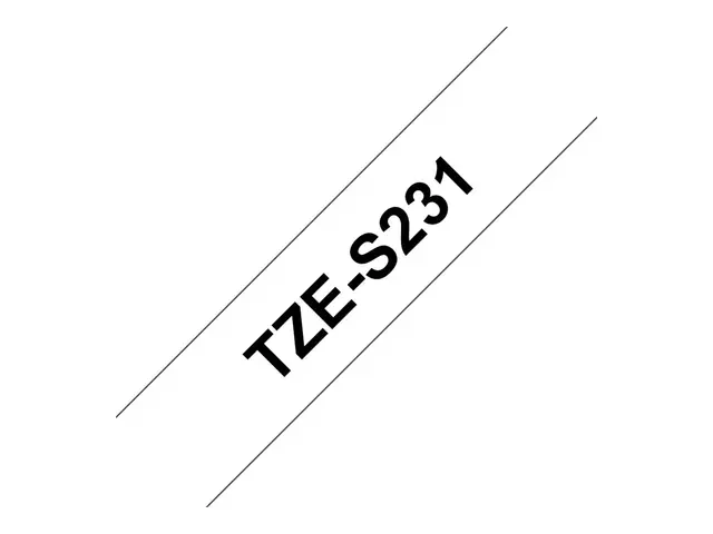 Brother TZe-S231 - Ekstra sterk adhesiv svart på hvitt Rull (1,2 c...