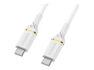 OtterBox Standard - USB-kabel - 24 pin USB-C (hann) til 24 pin USB-C (hann) USB 2.0 - 3 A - 1 m - Power Delivery-st&#248;tte - skyst&#248;vhvit