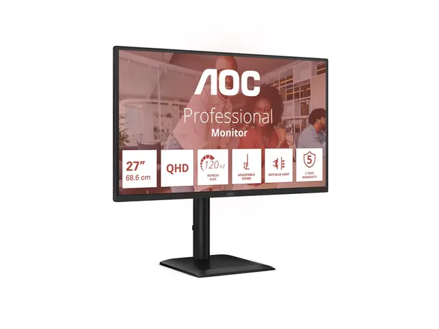 AOC Q27E4U - LED-skjerm 27" 2560 x 1440 QHD @ 120 Hz IPS 250 cd/m²...