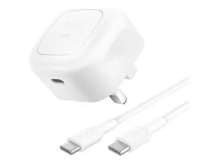 Belkin BoostCharge - Strømadapter kompakt - 45 watt - Fast Charge, PD 3.1/PPS (USB-C) - på kabel: USB-C - Storbritannia - med USB-C-kabel (1m)