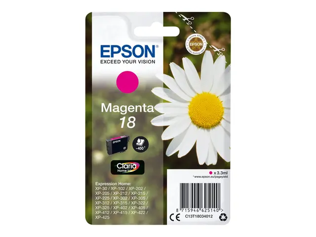 Epson 18 - 3.3 ml - magenta - original - blære med RF/lyd-alarm - ...