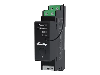Shelly Wave Pro - Smartsvitsj - 2 kanaler, lang rekkevidde trådløs - Z-Wave - 864 MHz, 868.4 MHz - svart
