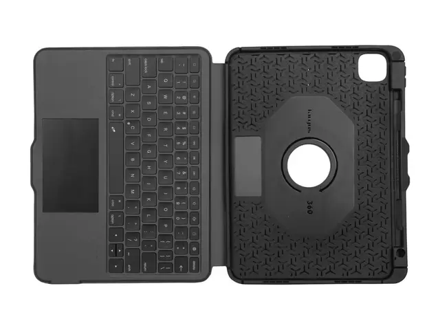 Targus Versavu - Tastatur og folioveske (tastaturetui) med styrepute - bakbelysning - trådløs - Bluetooth 5.0 - Tyrkisk - svart 
