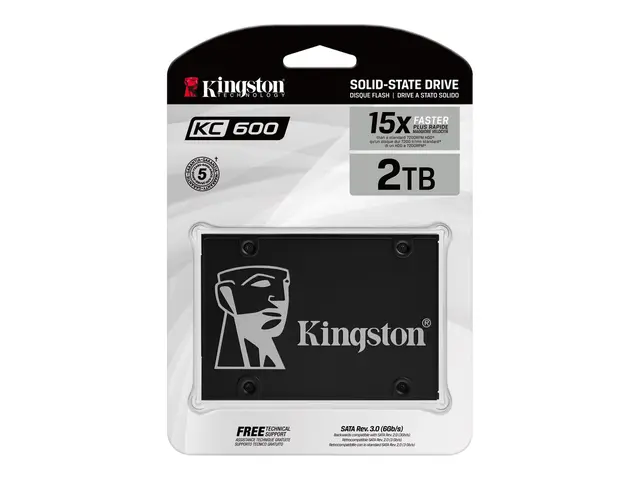 Kingston KC600 - SSD kryptert 2 TB intern 2.5" SATA 6Gb/s 256-bit ...