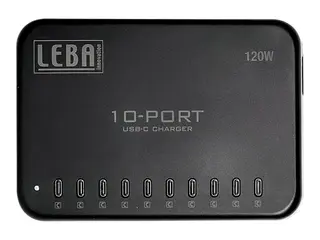 LEBA NoteCharge - Strømadapter - 12 watt per port 120 watt - 2.4 A - 10 utgangskontakter (USB-C)