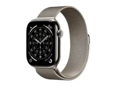 Apple Watch Series 11 (GPS + Cellular) 46 mm - naturlig titan - smartklokke med fint strikket l&#248;kke - nett av rustfritt st&#229;l - naturlig - b&#229;ndbredde: M/L - 64 GB - LTE, Wi-Fi 4, UWB, Bluetooth - 5G - 43.1 g