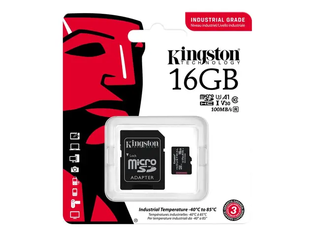 Kingston Industrial - Flashminnekort (microSDHC til SD-adapter ink...