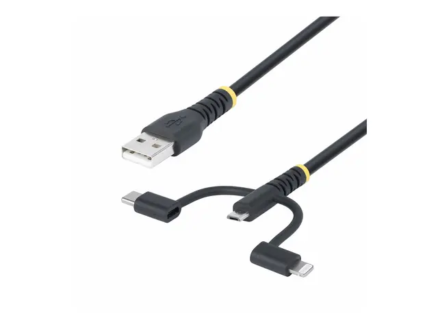 StarTech.com 3.3ft USB Multi Charging Cable, Lightning/Micro-USB/T...